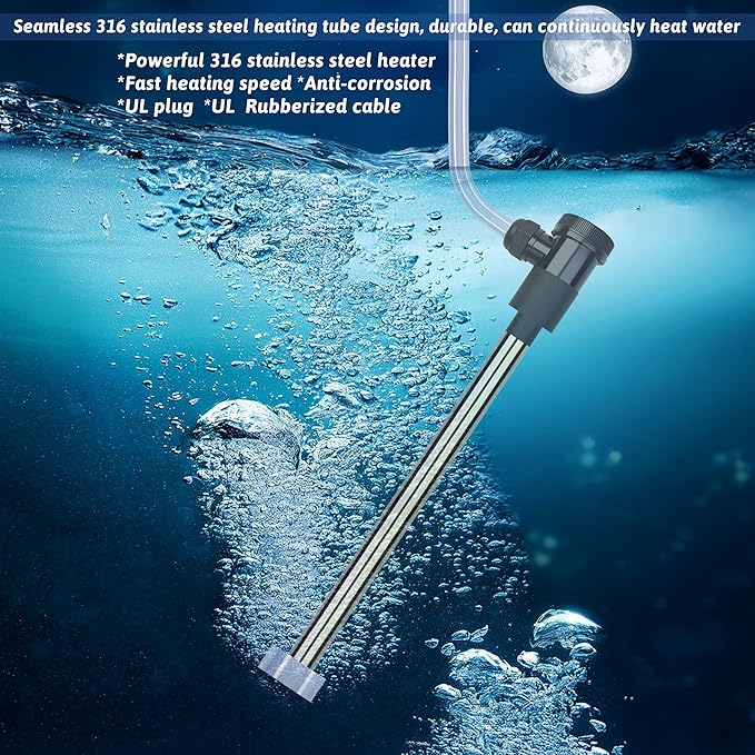 1800W Submersible Water Heater Portable Electric Hot Tub and Pool Immersion Water Heater with Temp Control, WiFi Timer for Baptistry, Spa, Inflatable Pool, above ground pool and Bathtub