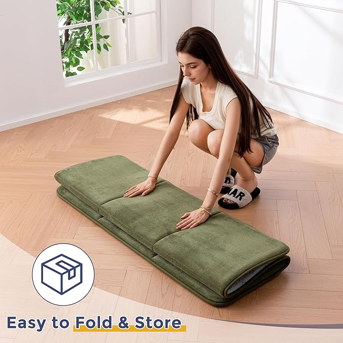 MAXYOYO 1.2" Thick Baby Play Mat for Floor, 49"x 49" Foldable Playpen Mat, Tummy Time Foam Mats Ultra Soft Support,Padded Carpet with Non-Slip Backing for Infant,Kids and Toddler Crawling, Green