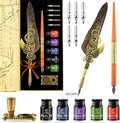 Feather Pen and Ink Set Calligraphy Kit for Beginners with Quill Pen, Antique Vintage Stationary Set for Writing, Signing & Hand Lettering Art