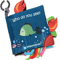 Fish Baby Book 0-6 Months,Touch Feel Cloth Crinkle Books for Babies,Infant Baby Toys 6-12 Months,Learning Education Soft Sensory Mirror Toy,Shower Gifts Easter for Boys Girls-Teether