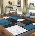 Rugshop Contemporary Modern Boxes Area Rug 7' 10" X 10' 2" Blue/Gray