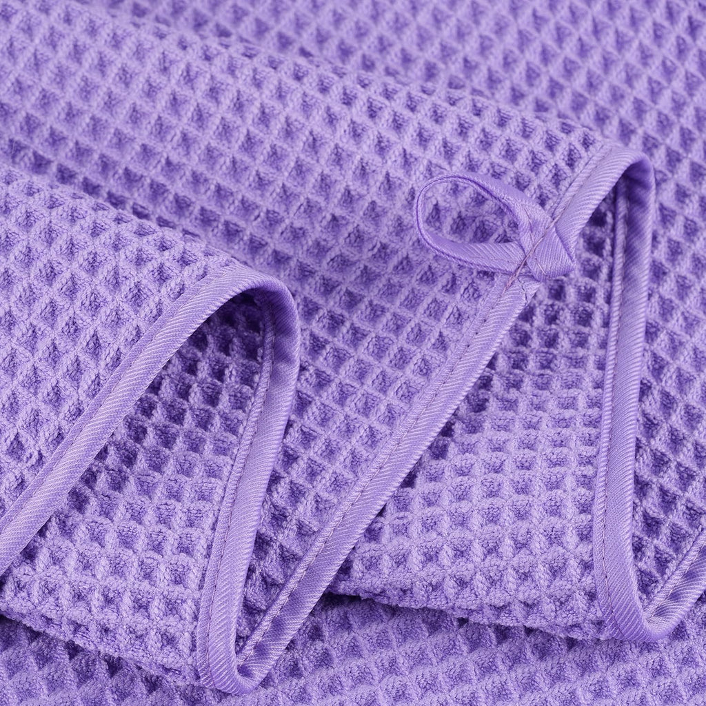 POLYTE Microfiber Oversize Quick Dry Lint Free Bath Towel, 60 x 30 in, 4 Pack (Waffle Weave)