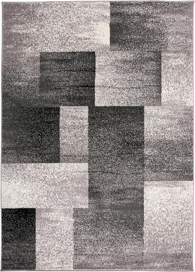 Rugshop Modern Distressed Boxes Area Rug 3' 3" x 5' Gray