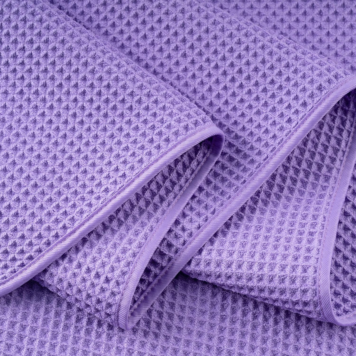 POLYTE Microfiber Oversize Quick Dry Lint Free Bath Towel, 60 x 30 in, 4 Pack (Waffle Weave)