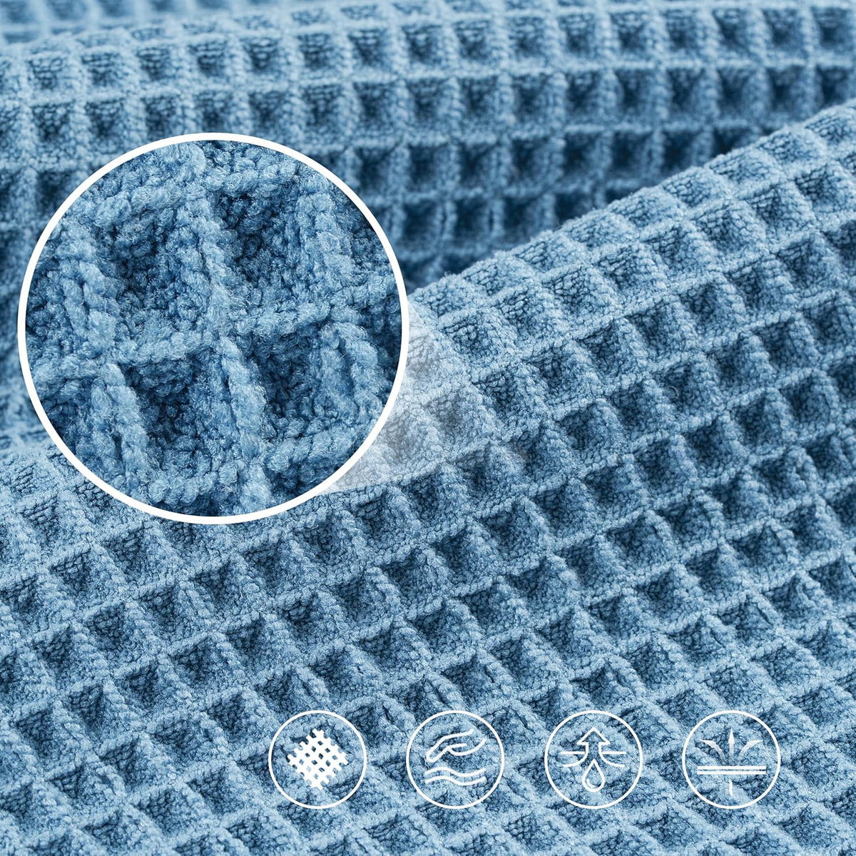 POLYTE Microfiber Oversize Quick Dry Lint Free Bath Towel, 60 x 30 in, 4 Pack (Waffle Weave)